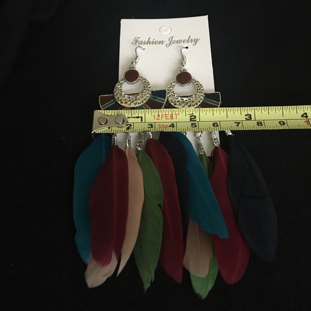 Native Style Multi Color Feather Earrings - Picture 7 of 7